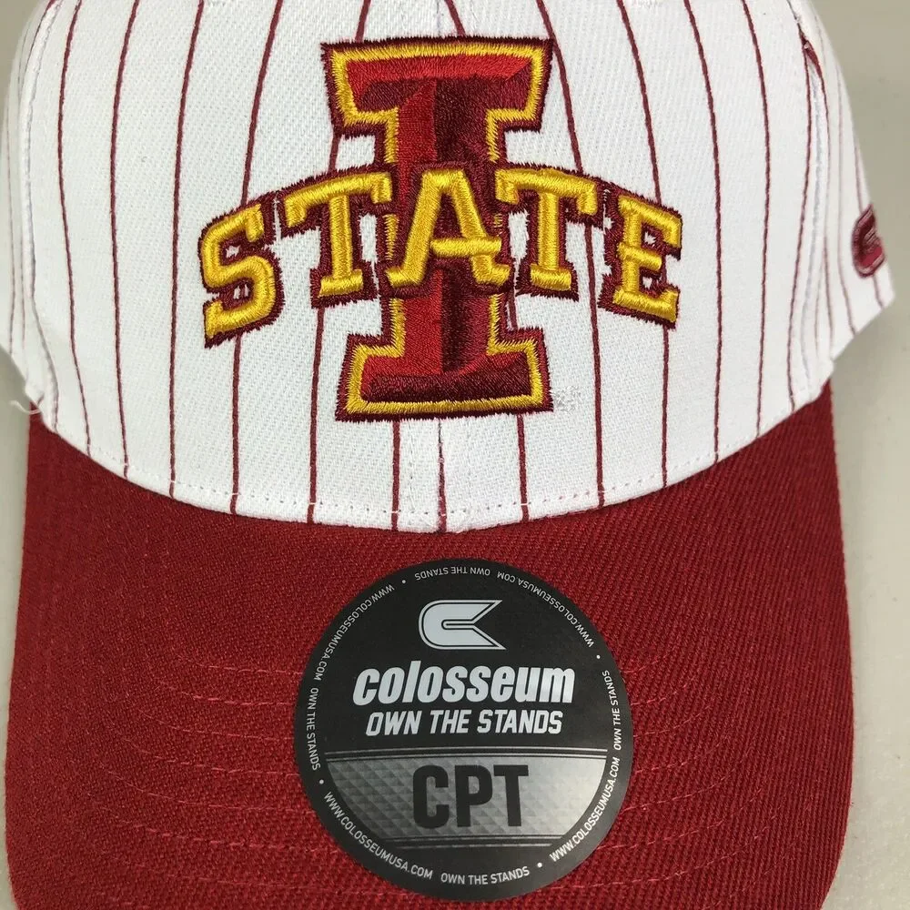 Iowa State Cyclones Hat Cap Snap Back White Red‎ Pinstripe NCAA Adjustable NWT